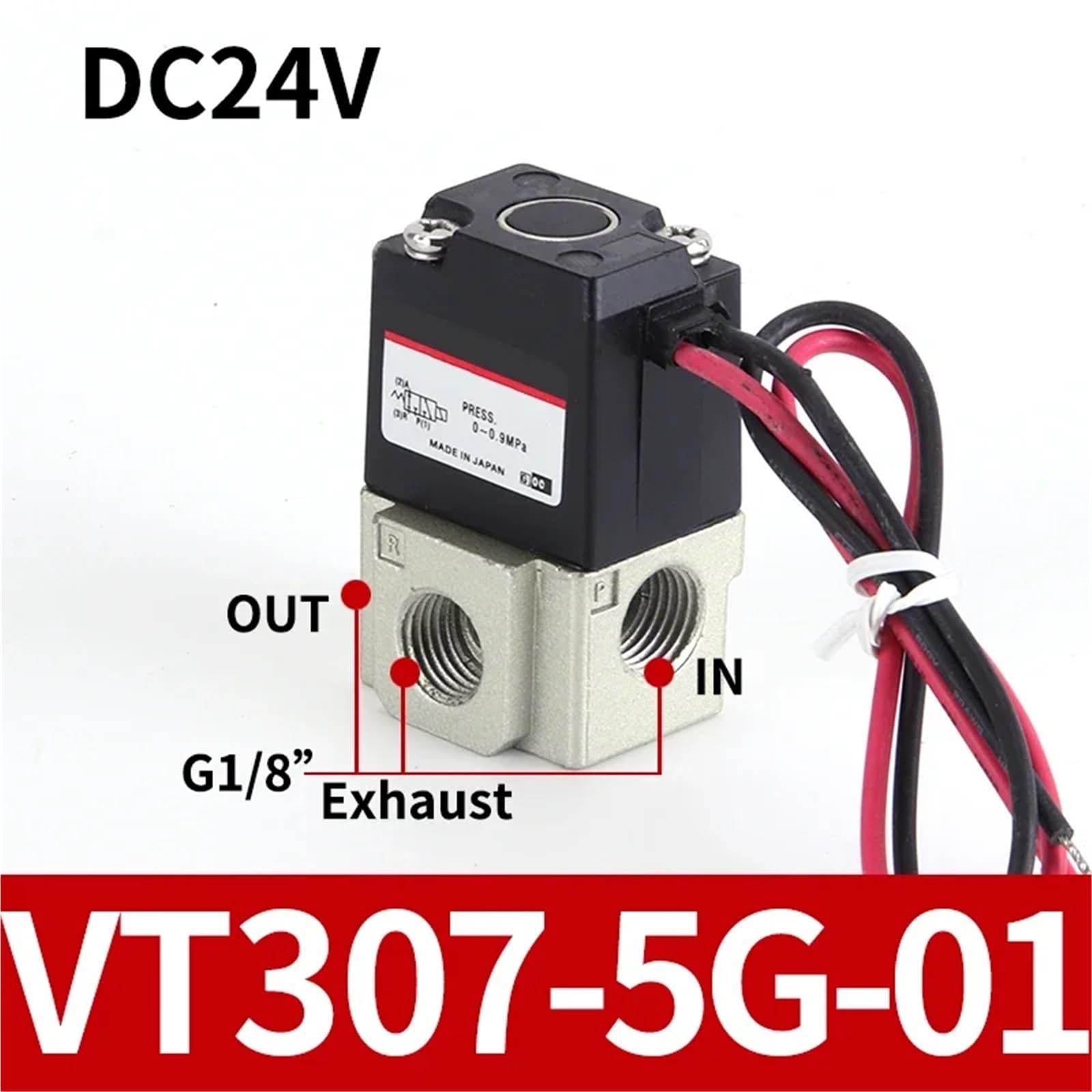 Elektrozawór pneumatyczny VT307-3G/4G/5G/6G/4G1/5G1-01/02, dwukierunkowy zawór próżniowy (1 szt.) (VT307-5G-01)