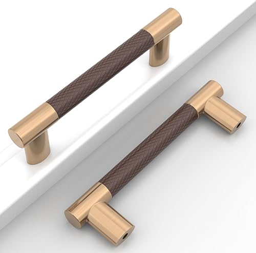 Miniatura 19 de Paquete de 10 manijas de gabinete de cocina color bronce marrón y champaña de 7 pulgadas (177 mm) con centro de orificio moleteado, tiradores