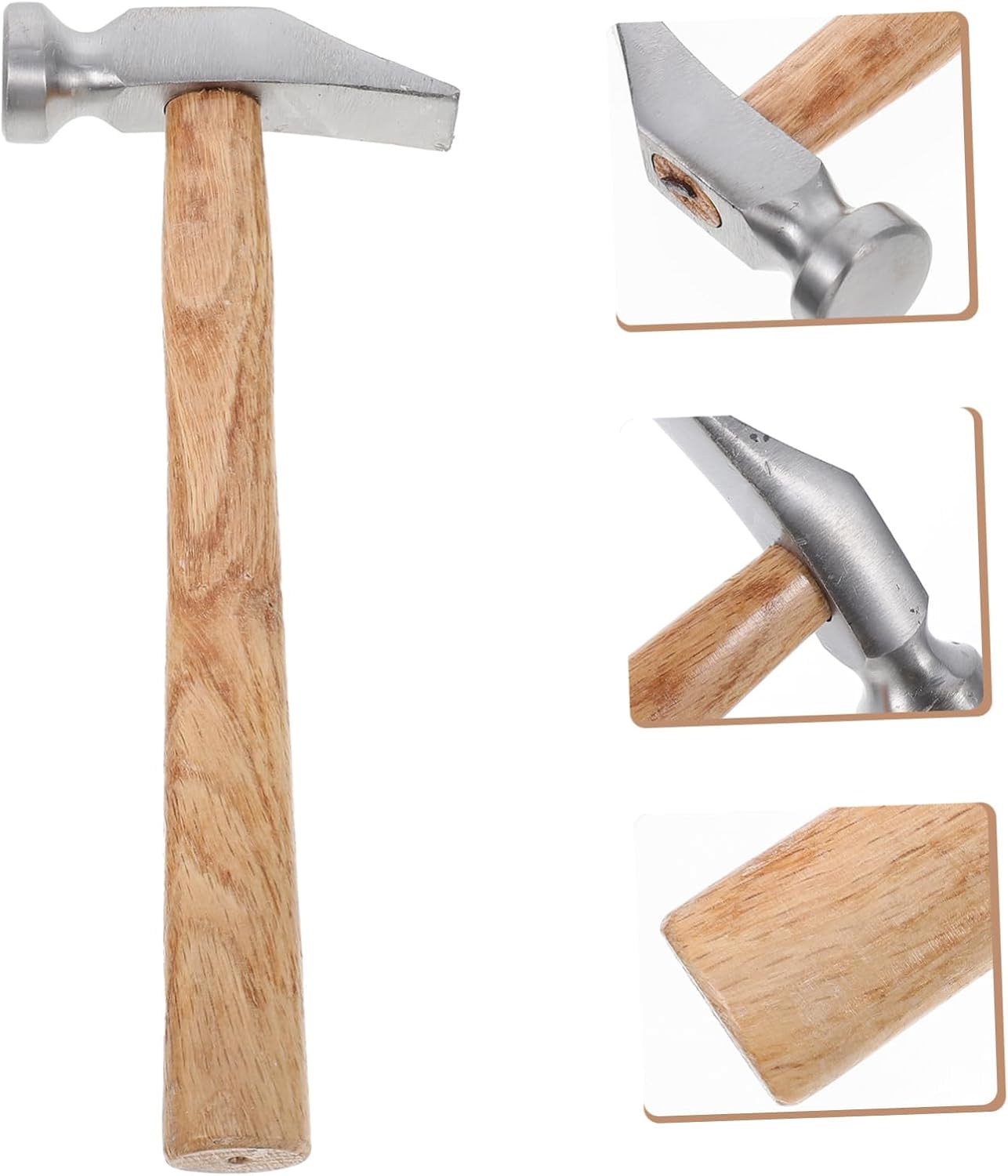 VILLCASE Multi-function Steel Shoe Repair Hammer Portable Steel Tool for Craft and Sole Fixing Lightweight Wooden Handle for Enhanced Durability