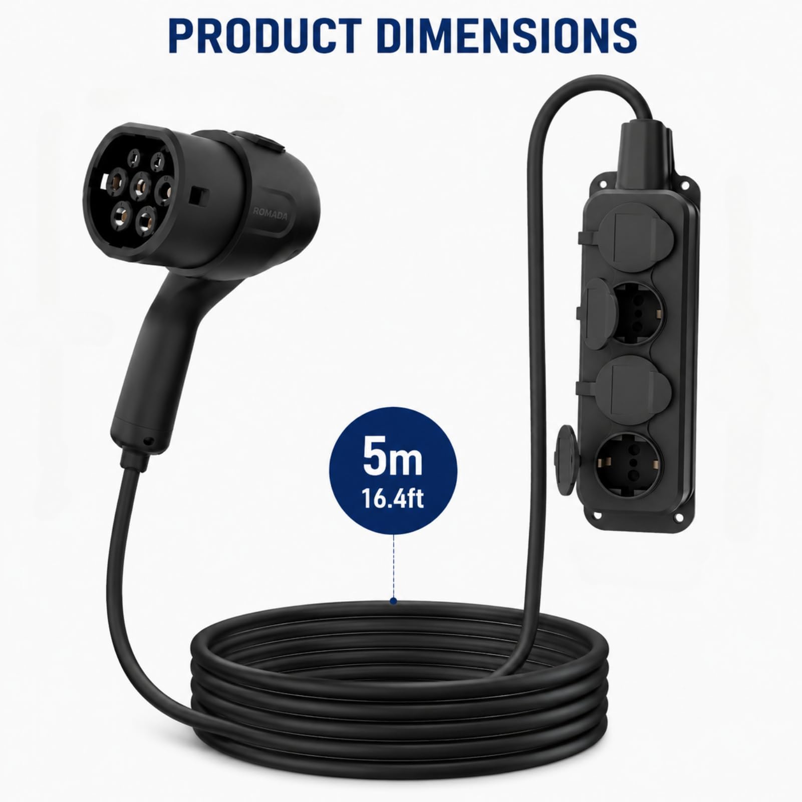 V2L adapter typu 2 na 4-drożny kabel z zestykiem ochronnym 5 m 4 kW