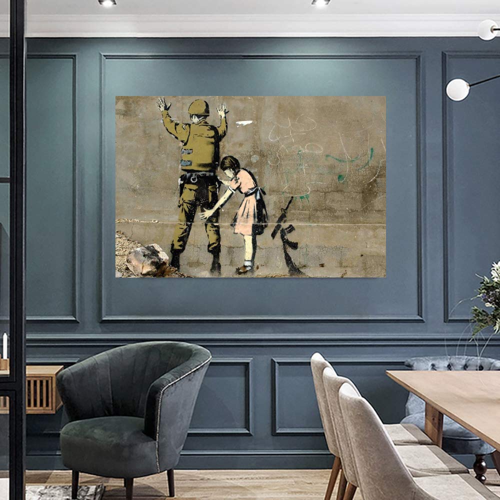 Amazon.com: ZENDA Banksy Graffiti Girl Frisking Soldier Wall Art