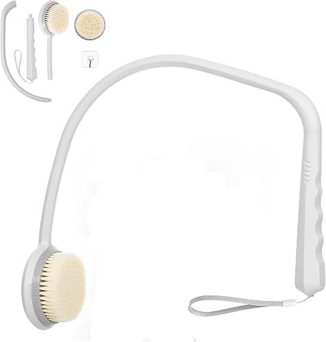 TYYIHUA Cepillo de baño trasero de mango largo para ducha, depurador de espalda de 31 pulgadas para ducha para hombres y mujeres, cepillo corporal