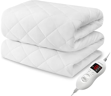 Heated Mattress Pad Full Size, Electric Mattress Pad Cover w/Single Control 8 Heating Settings, Bed Warmer w/ 4 Auto Shut Off Settings, UL Certified, Deep Pocket, Machine Washable, White