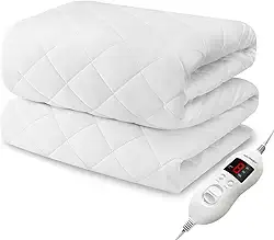 Colchão aquecido tamanho completo, capa de colchão elétrico com controle único, 8 configurações de aquecimento, aquecedor de cama com 4 configurações de desligamento automático, certificado UL, bolso