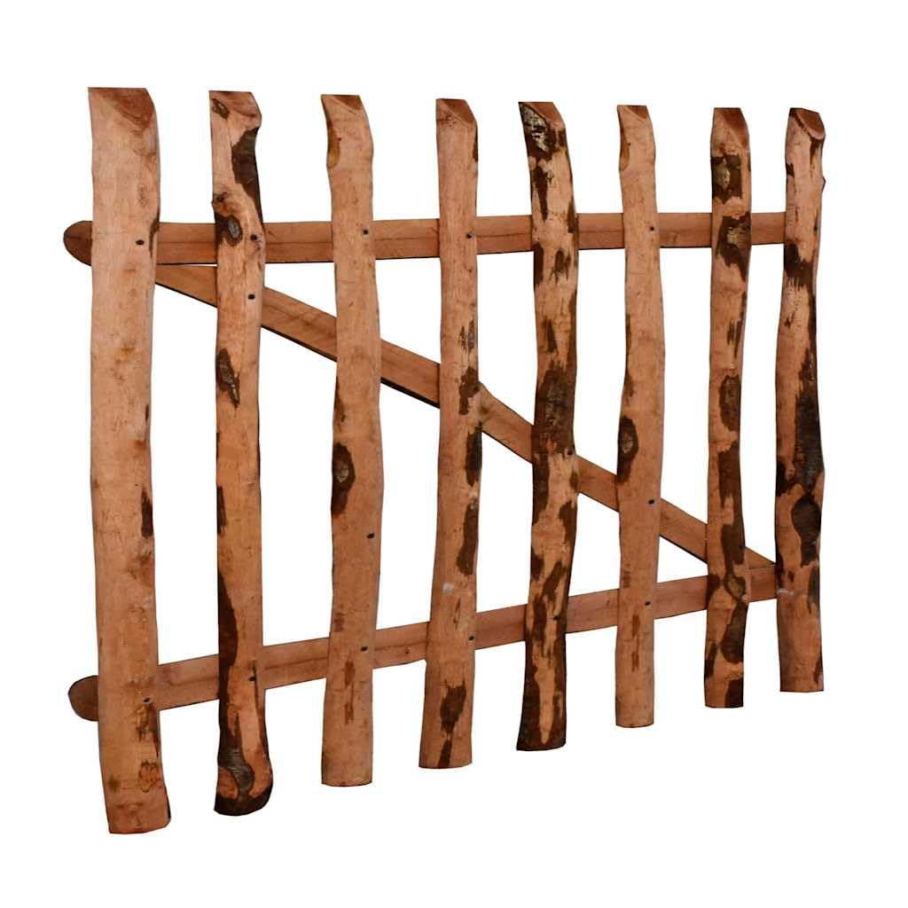 Puerta de valla de una sola hoja de madera de avellana impregnada 100 x 60 cm, encanto rústico, puerta de jardín resistente a la intemperie, incluye bisagras y gancho para cabina para jardín