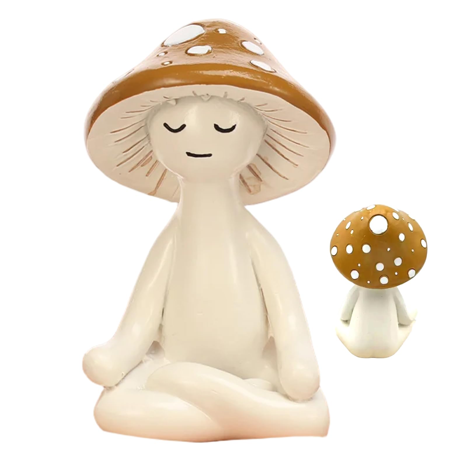 NASSMOSSE 3in Resin Mushroom Figurine – Cute Meditation Statue for Desk, Shelf and Garden Decor