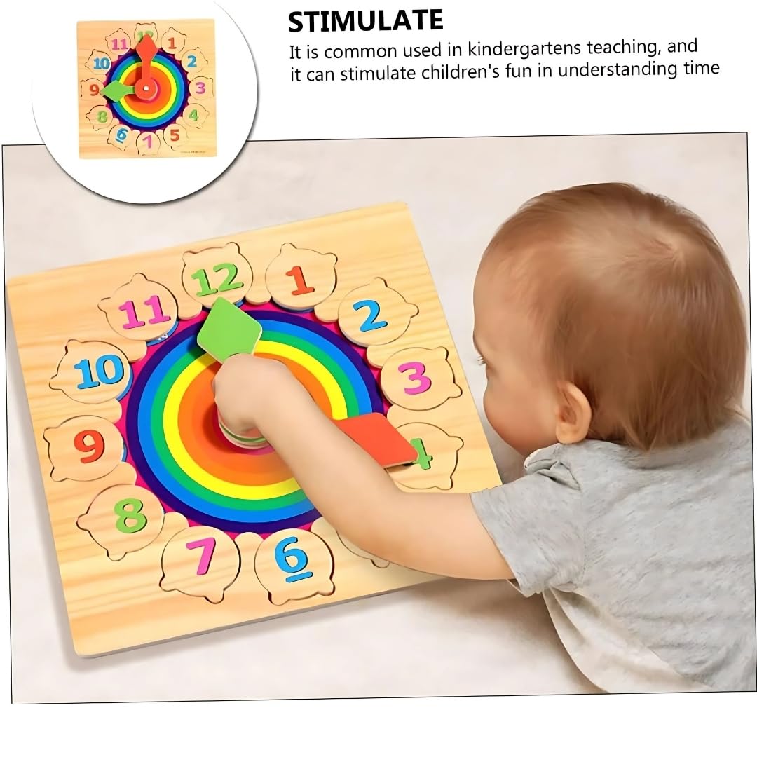 PLUSPOINT Wooden Clock Learning Puzzle for Kids Teaching Time Learning Clock Early Learning Educational Toy Gift for 3 Year Old Toddler Baby Kids Montessori Toys for Toddlers (Puzzle Clock) - Image 2 thumbnail