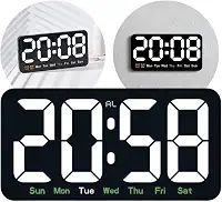 Relógio Digital para Mesa ou Parede - Display de Luz LED, Hora e Dia da Semana, Ideal para Casa, Escritório,Academia, Clínica, Estúdio, Galpão, Recepção e Uso Comercial(Led Branco)