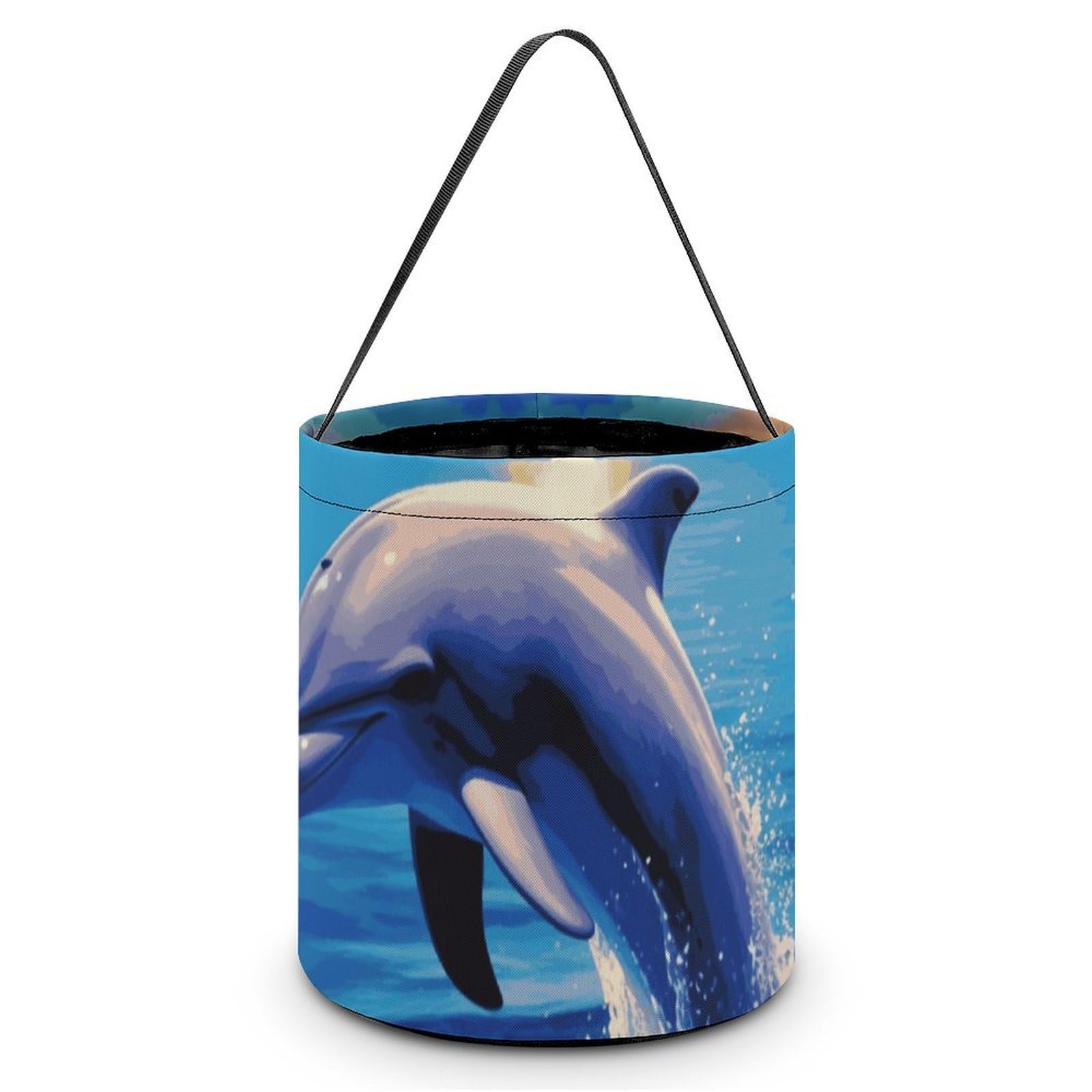 JTREHY Elegant Dolphin Candy Basket Hand-held Portable Candy Basket Collapsible Reusable Candys Bags Trick Or Treat Bags Party Festival Gift Bucket