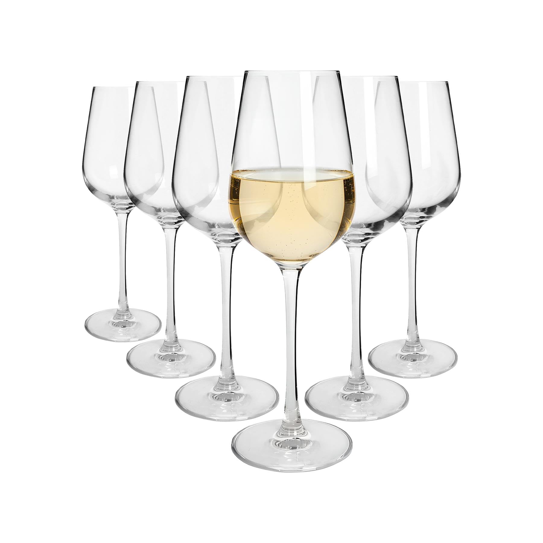 Argon Tableware Knightsbridge Crystal White Wine Glasses 400ml - Pack of 6, Lead-Free Crystal Wine Glass Set, Tulip Bowl Design, Durable Pulled Stem, Gift Boxed Glassware for Home & Bar
