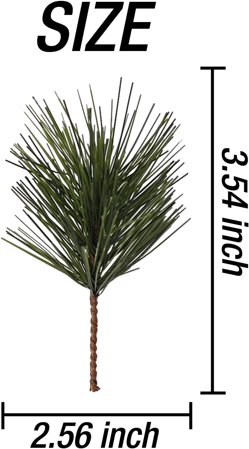 NSBELL 21PCS Artificial Green Pine Needles Branches Small Twigs Stems Picks Fake Greenery for Christmas Garland Wreath Embellishing and Home Holiday Garden Decoration - Image 2