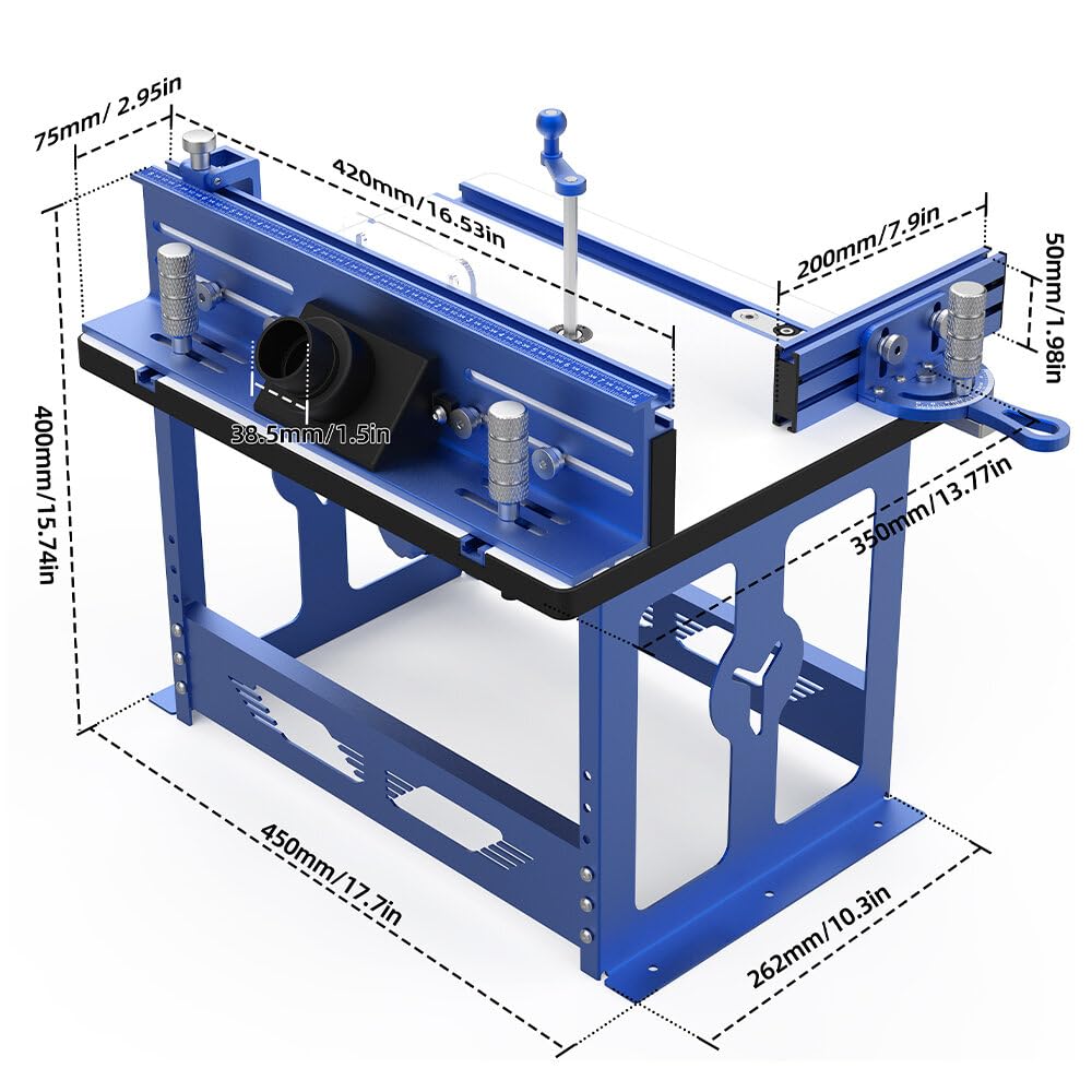 VIDOO EW-XBJ004 Stół do Frezarki Górnowrzecionowej, Blat Roboczy z Przymiarem Kątowym, Prowadnica Profilowa, Port Odciągu Pyłu, Pasuje do Silników 65mm 69mm-Metryczny