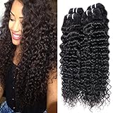 GEM Beauty 3 Bundles Brazilian Curly Virgin Hair Weave Unprocessed Human Hair Extensions Deep Wave Virgin Hair Bundles 1B Color 10 12 14inch