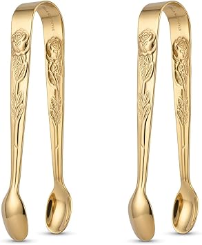 Fino Rose Sugar Tong, Gold-Plated Japanese Stainless Steel, Set of 2