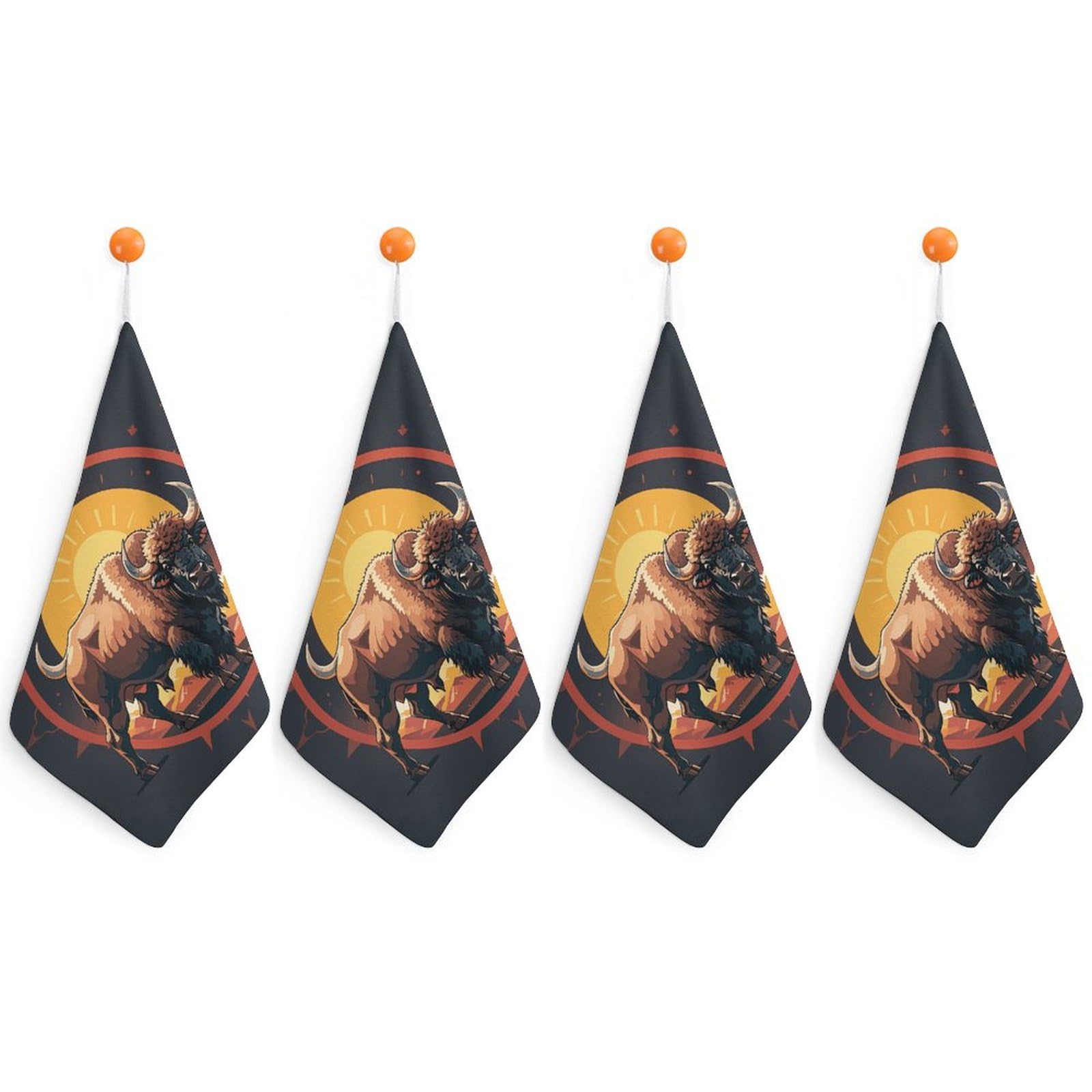 Essuie-mains ultra doux Wild American Bison au design de montagnes