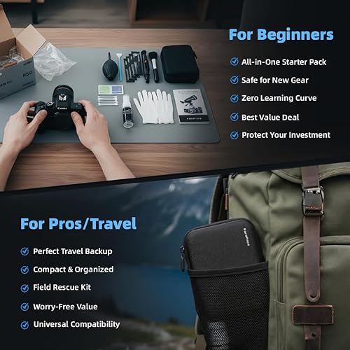 Miniatura 3 de Juego de limpieza para cámara de 28 piezas con estuche de almacenamiento, kit de limpieza de lentes DSLR y mirrorless para Canon Nikon Sony, incluye