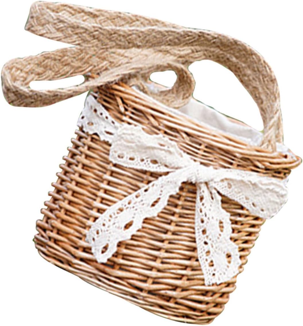 Woven Storage Basket with Handle Bunny Ear Design for Flowers