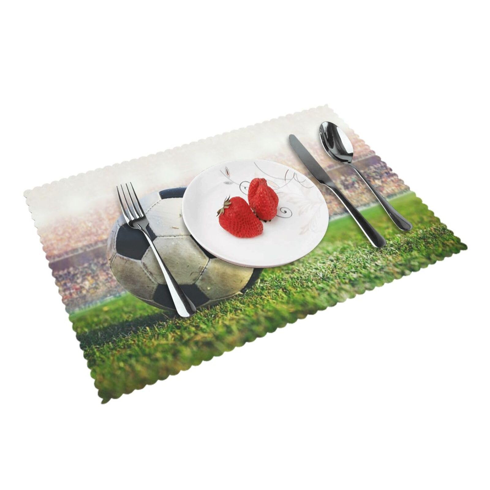 Soccer Printed Placemats Set of 4 PCS Washable Placemat for Kitchen Table Heat-resistant Table Mats 45x30 CM