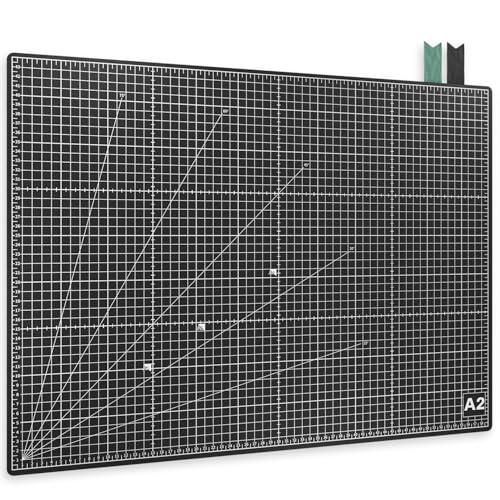 ACROPAQ Tapis de Decoupe A2 Noir - Auto-Réparateur, A2 (60 x 45 cm), 5 Couches de protection pour...