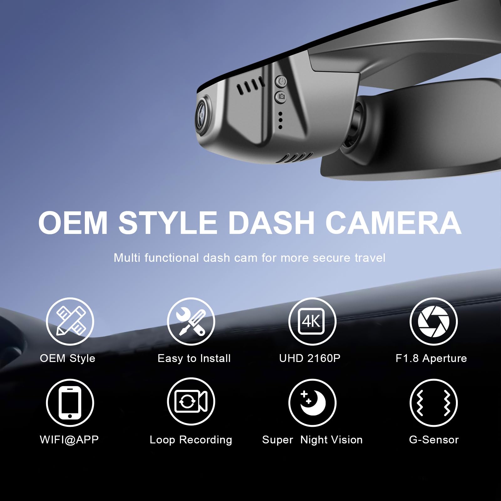4K Dash Cam Custom fit for Volkswagen Taigo 2022 2023 2024 2025 (Model B Black), Life Style R-Line Match, OEM Look, UHD 2160P Video, App & WiFi, Loop Recording, Easy to Install, 64GB Card