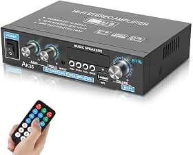 Amplificador de Som Digital 2 Canais, 90W+90W, com Bluetooth, Suporte para Cartão TF, AUX, USB e MP3