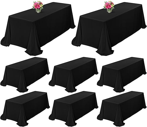 Showgeous Paquete de 8 manteles rectangulares de poliéster de 90 x 132 pulgadas, resistentes a las manchas y a las arrugas, lavables, para bodas,