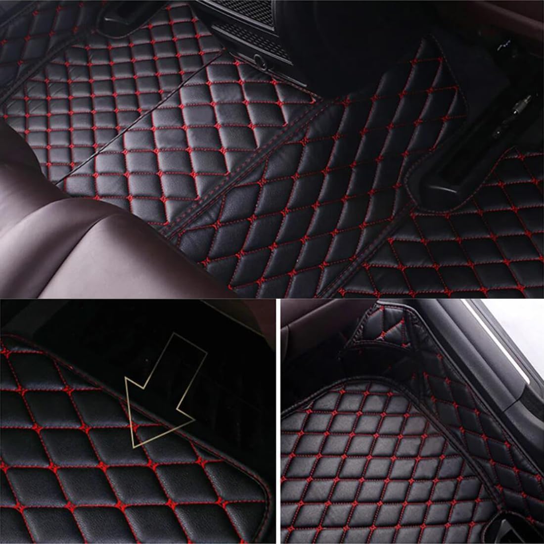 Customize Floor Mats for Cars fit 98% Sedans SUV Sports, Custom Automotive Floor Mat Fit Truck All Weather Car Protection Pads Non-Slip Auto Interior Mats (Red Black A)