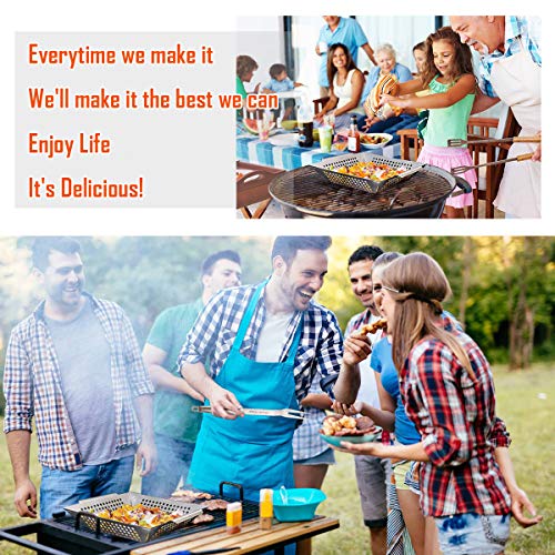 Grill Basket - Grill Baskets for Outdoor Grill, Heavy Duty Stainless Steel Vegetable Grill Basket, Grilling Basket for Veggie & Kabob, 5-Star Grilling Accessories for All Grills & Smokers