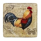 Certified International 23657 Gilded Rooster Square Platter Ceramic Serveware, One Size/12.5', Multicolor