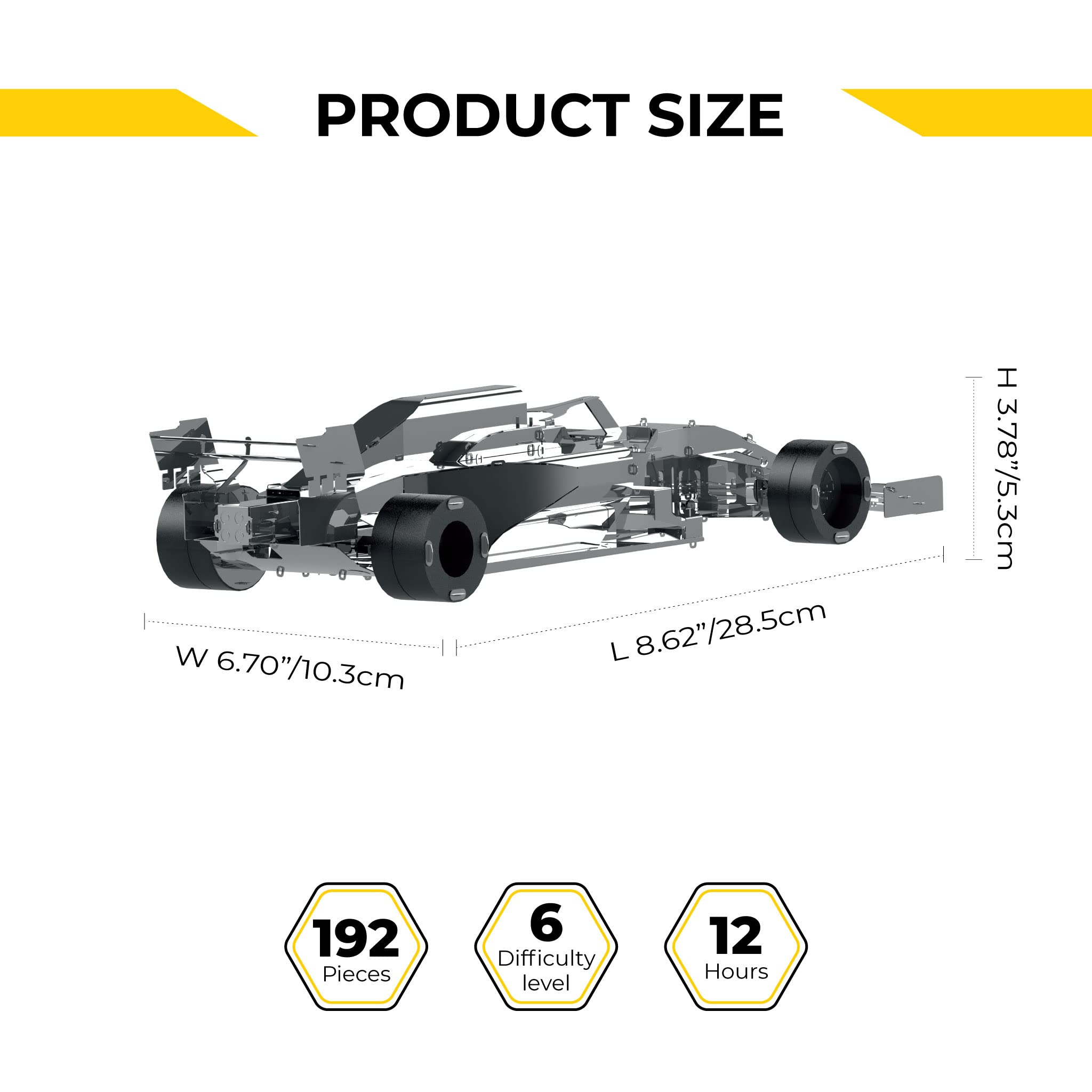 Modellino meccanico per auto da corsa, kit di modellini in metallo F1, kit di modellini in metallo 3D da costruire per adulti, modello Formula Uno Grand Prix Falcon by Metal Time.