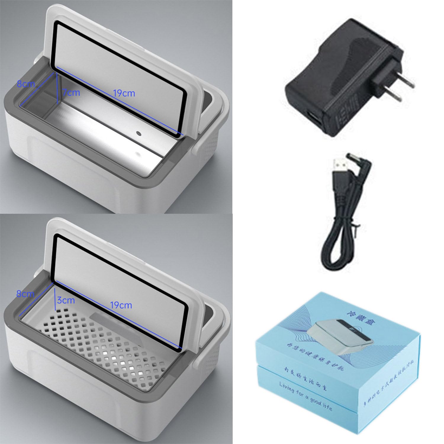 Refrigerador De Insulina Refrigerador De Viaje De Insulina Médica Portátil Mini Refrigerador De Medicina para Automóvil Recargable para Almacenamiento De Medicina para Diabéticos,3batteries