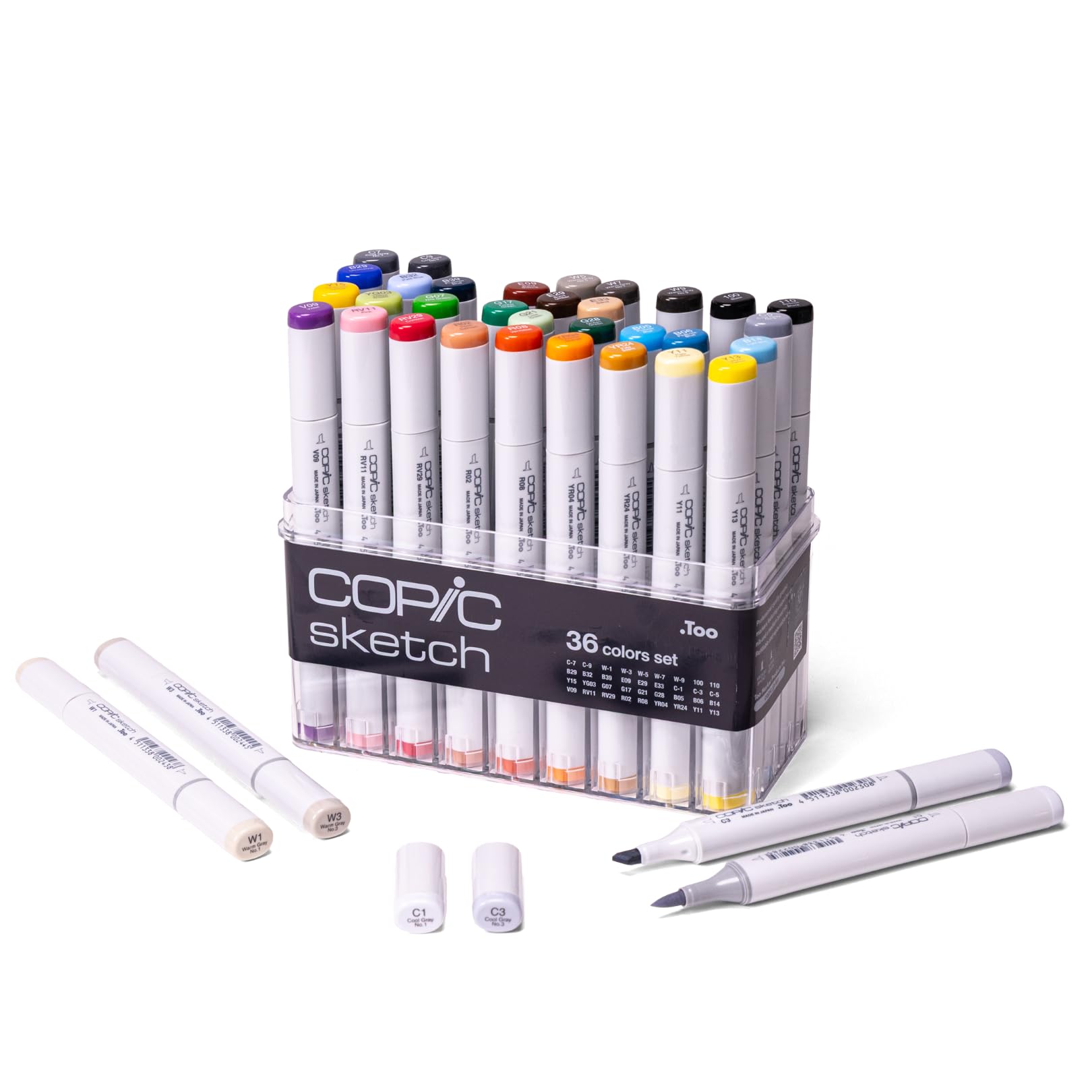 COPIC Sketch Set "36 Colors", 36er Set im Acryl-Display, Twin Marker mit einer mittelbreiten und einer Brush-Spitze