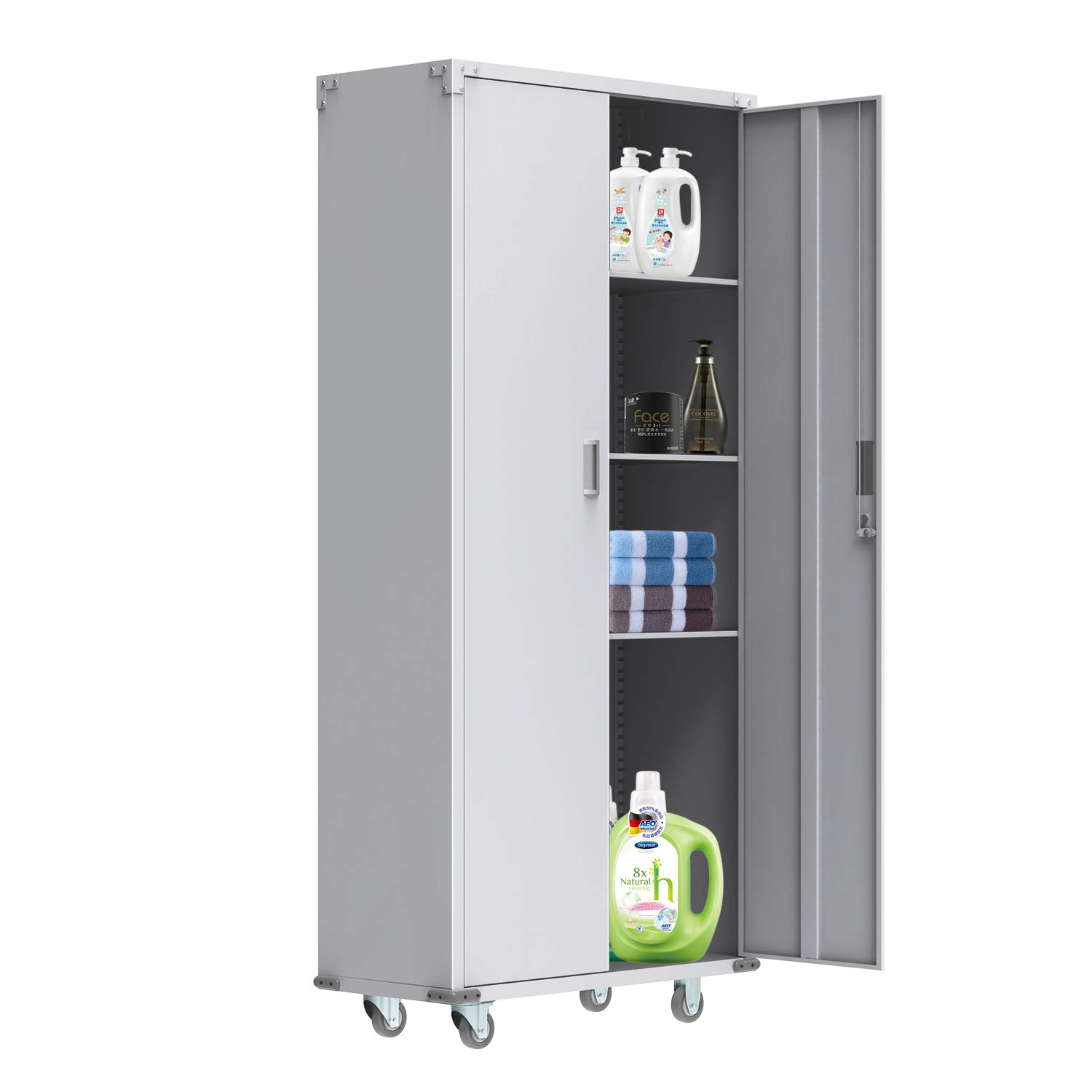 Bonnlo 72" Tall Garage Storage with Locking Doors and 4