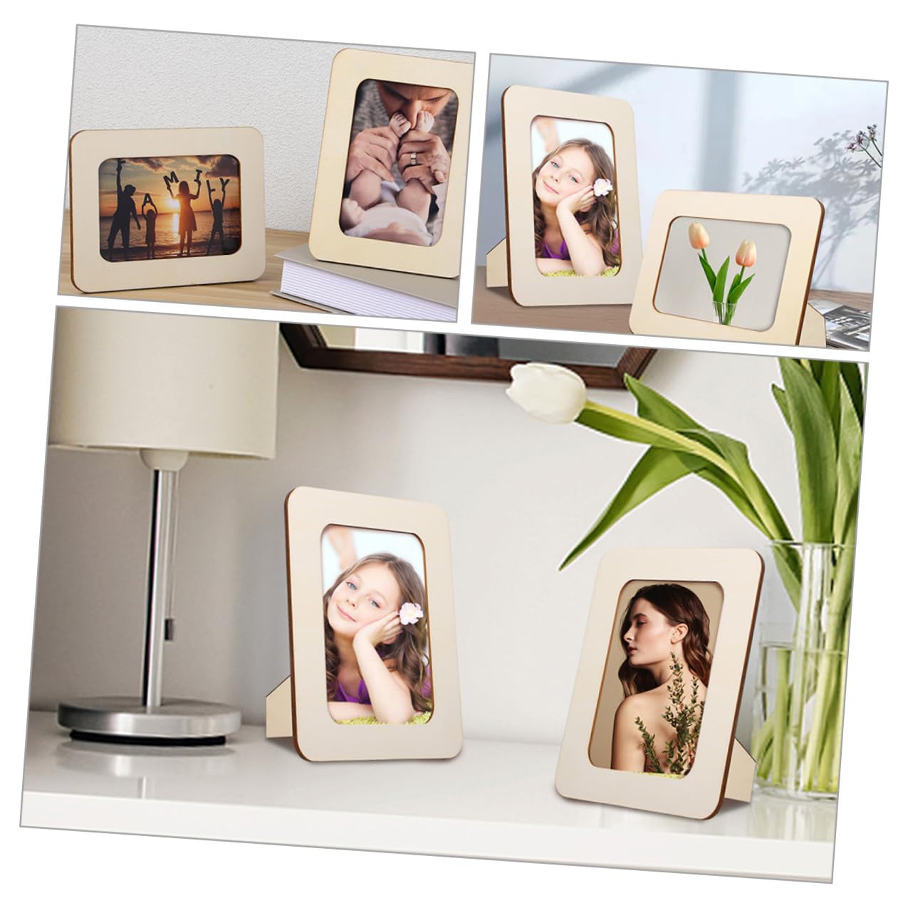 BESPORTBLE Cornice per Foto da Tavolo in Legno Fai da Te Set da 12 Pezzi 6 Pollici Cornice Portafoto Decorativa per Casa e Camera da Letto