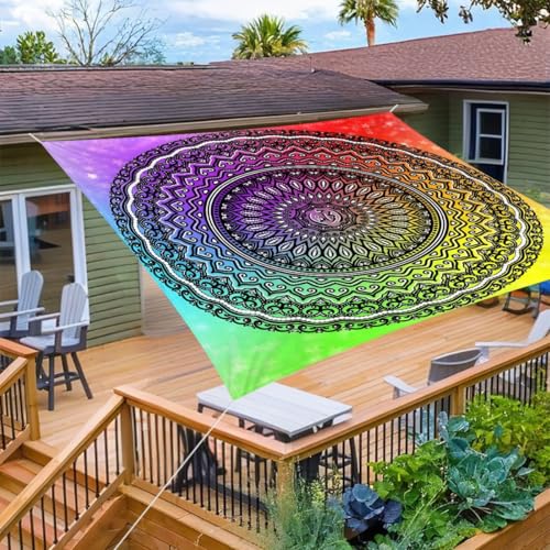 Morbuy Sonnensegel Wasserdicht Rechteckig mit Ösen und Seil, 3D-Druck Sonnensegel Sonnenschutz Windschutz Polyester Stoff für Garten Terrasse Balkon, Camping (150 * 150cm,Bunte Sterne)