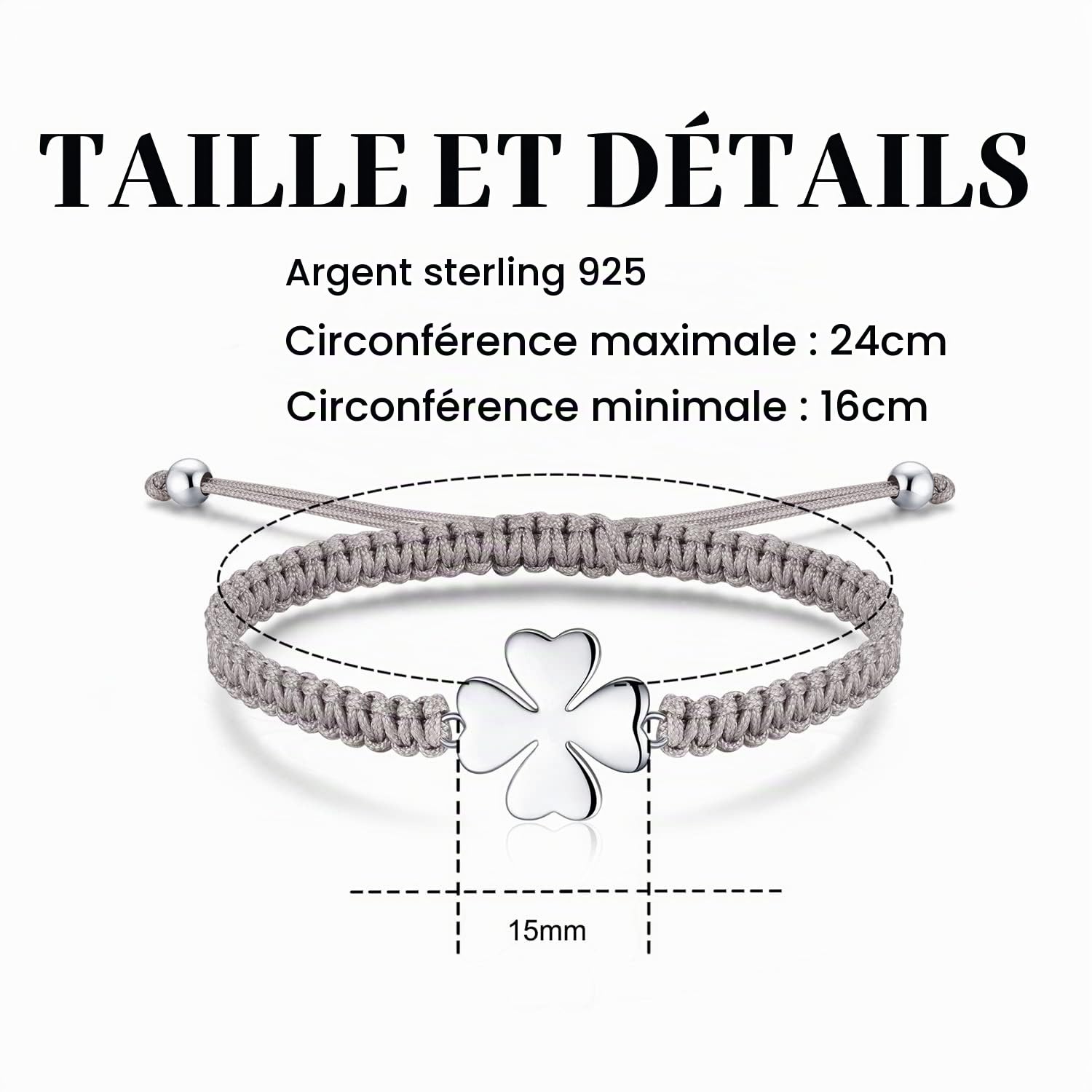 Jrêveinfini Bracelet Femme Argent 925 Trèfle à 4 Feuilles – Porte-Bonheur Élégant pour Femme et Fille, Idée Cadeau Anniversaire Fête des Mères