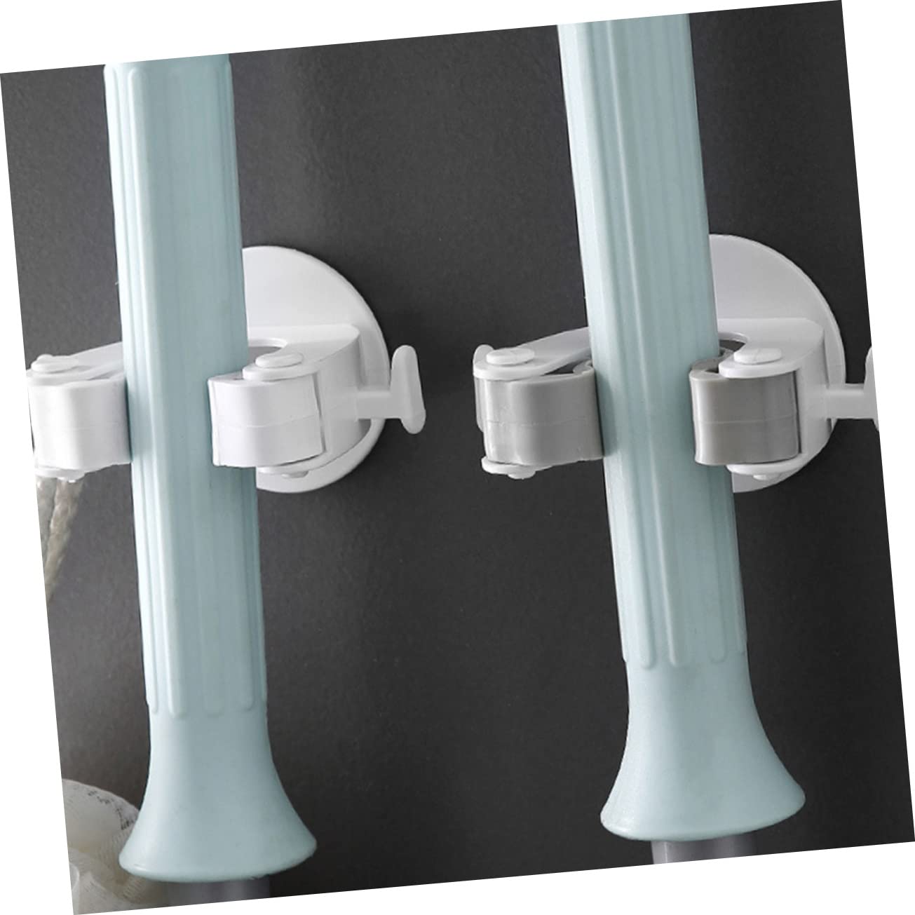 CIYODO 3Pcs Mop Holder with Heavy Duty Hooks Wall Mounted Broom Organizer for Home No Drill Installation Slip Design for Bathroom Kitchen and Garage Storage