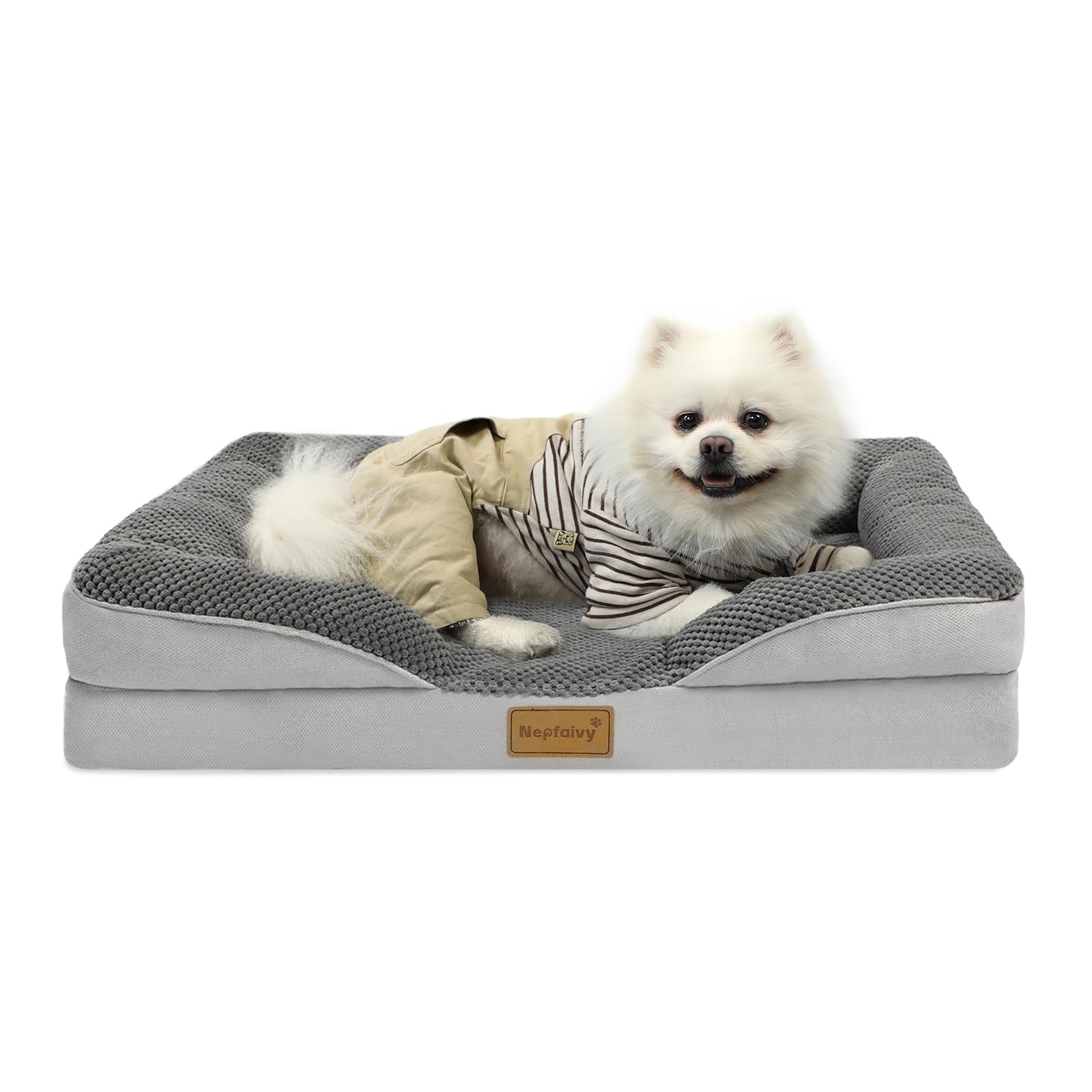 Nepfaivy Cuccia per Cani da Interno Medio - Cuccia Impermeabile per Cani di Piccola e Media Taglia con Rivestimento Rimovibile e Lavabile, Grigio Scuro, 76x55cm