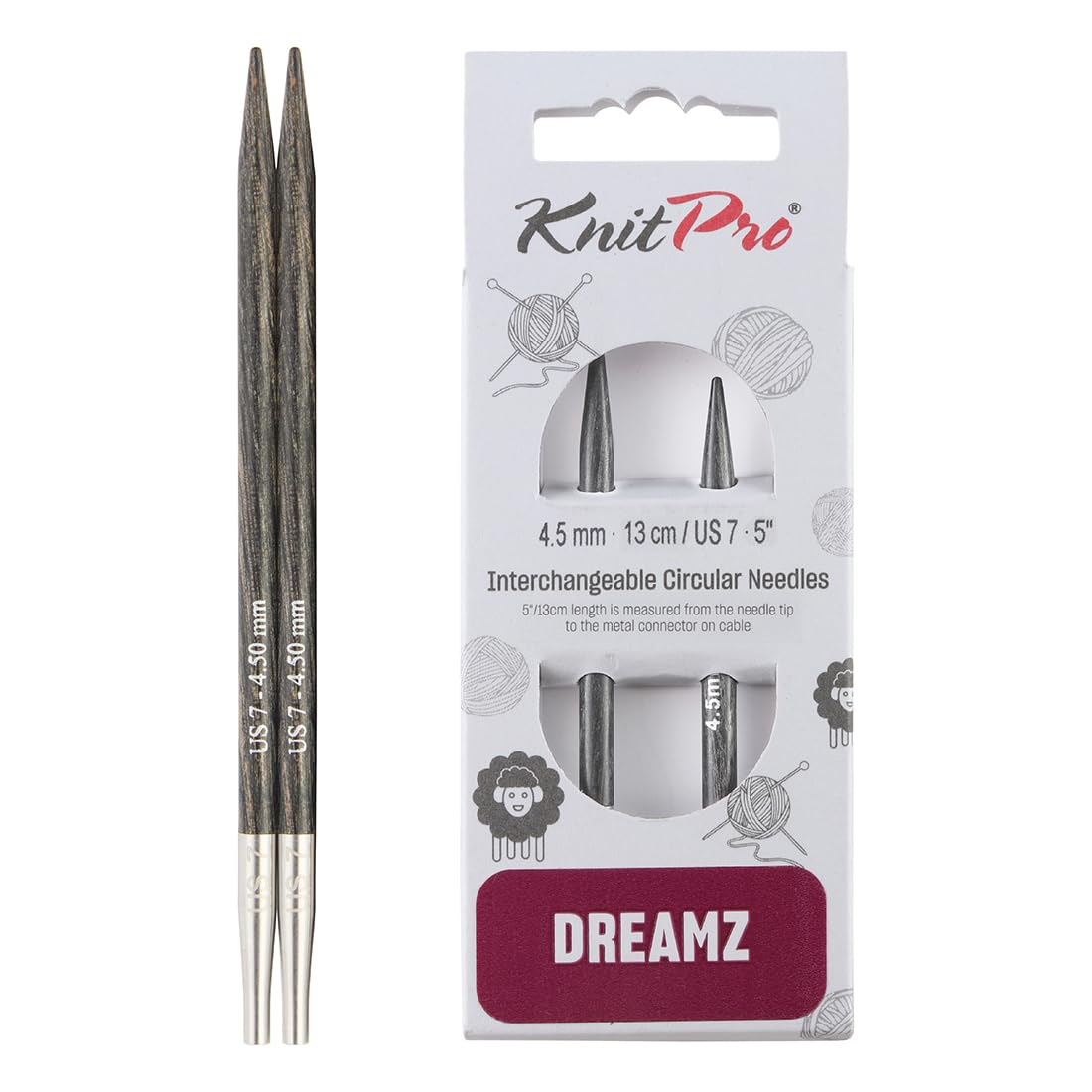 KnitPro Dreamz Interchangeable Circular Needles 5" (13cm) | Size 4.50mm