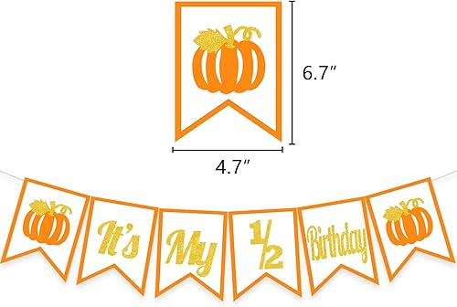 Miniatura 2 de Cartel de cumpleaños 12 con texto en inglés "Pumpkin It's My 12", decoración de pastel de cumpleaños de 6 meses, accesorios para fotos, globos de