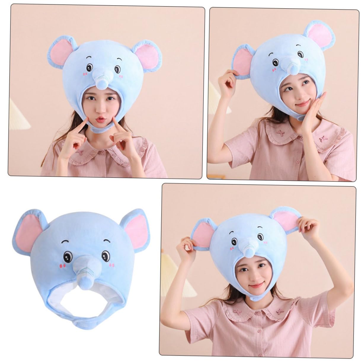 CHILDWEET Sombrero de Elefante de Peluche para Fiesta y Fotos 1 Pieza | Felpa Relleno de Algodón Pp, Diseño Clásico y Decorativo, Ligero y Portátil para Hombres y Mujeres