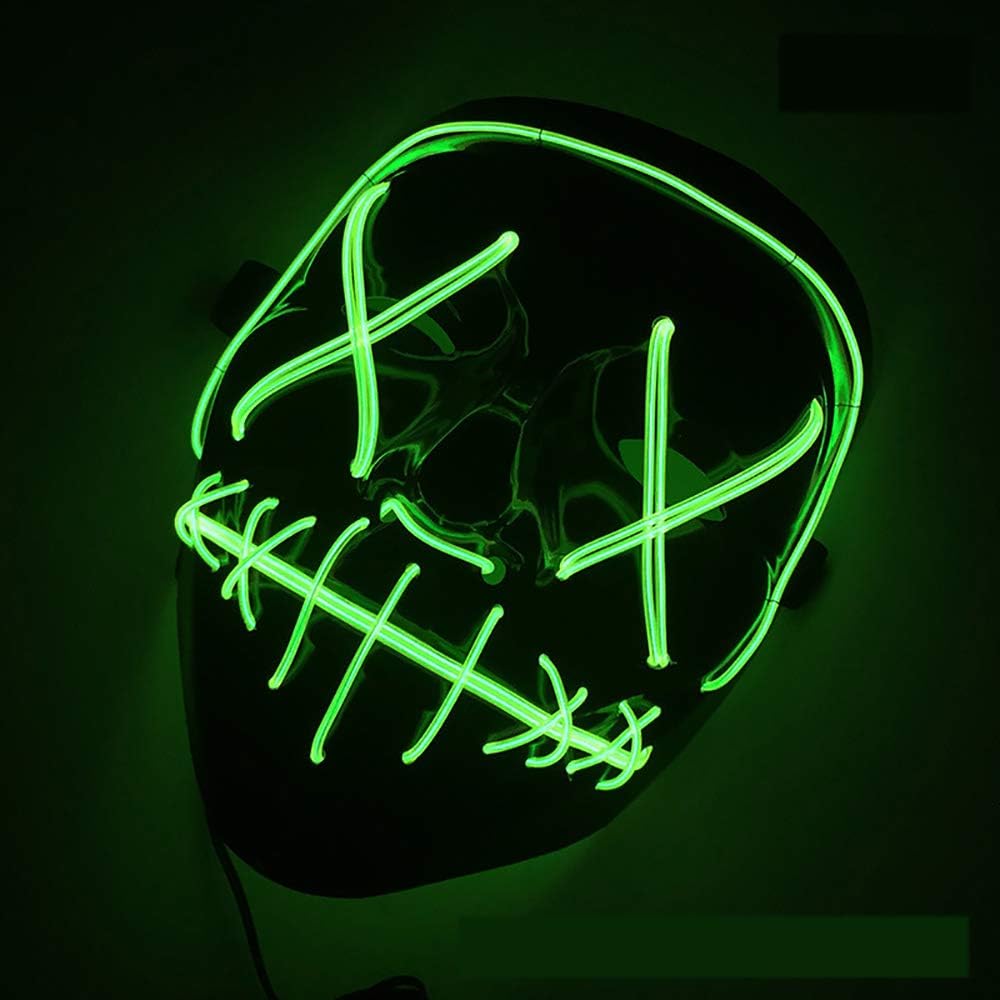 Chengsuwei Halloween Masks with 4 Lighting Modes, LED Purge Mask, Light Up Mask