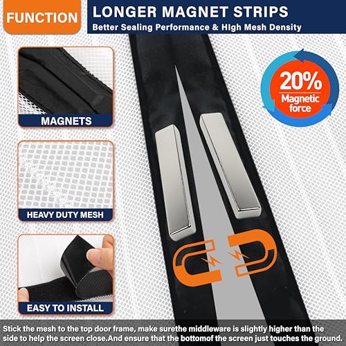 Image of Magnetic Screen Door, Door Screen Magnetic Closure-Keeps Bugs Out Let Breeze in, Heavy Duty Mesh - Pet and Kid Friendly, Works with Front Doors, Sliding Doors Fit Door Size 36 x 80 in