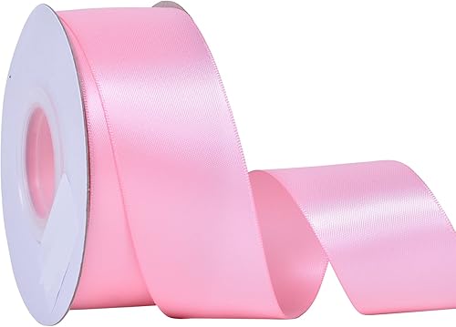 Miniatura 50 de YAMA Cinta de satén de doble cara, 7/8 pulgadas, 25 yardas para envolver regalos, color rosa