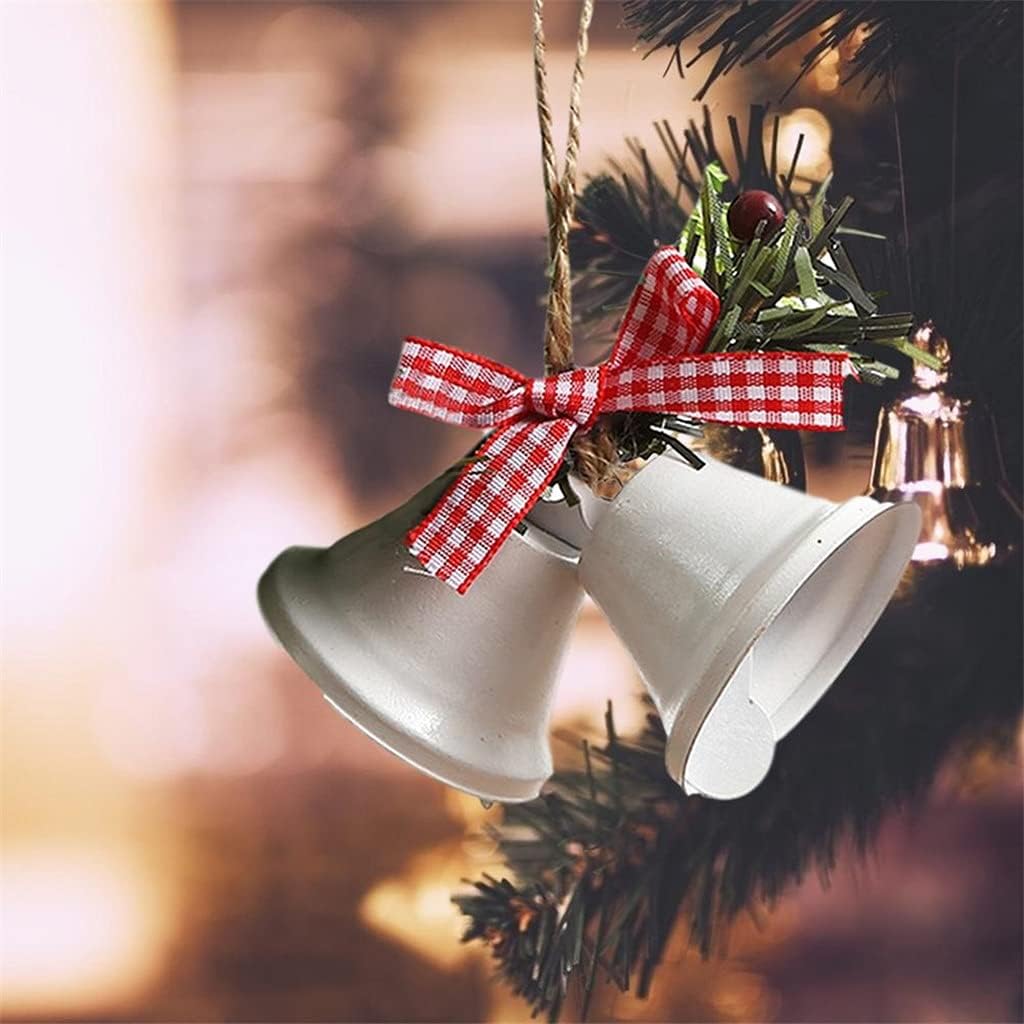 3pc 4.5cm Christmas Bell Ornament Metal Dual Bell Christmas Tree Hang Pendant Hang on Doordecor (Color : White Size : 13 * 10 * 5cm)