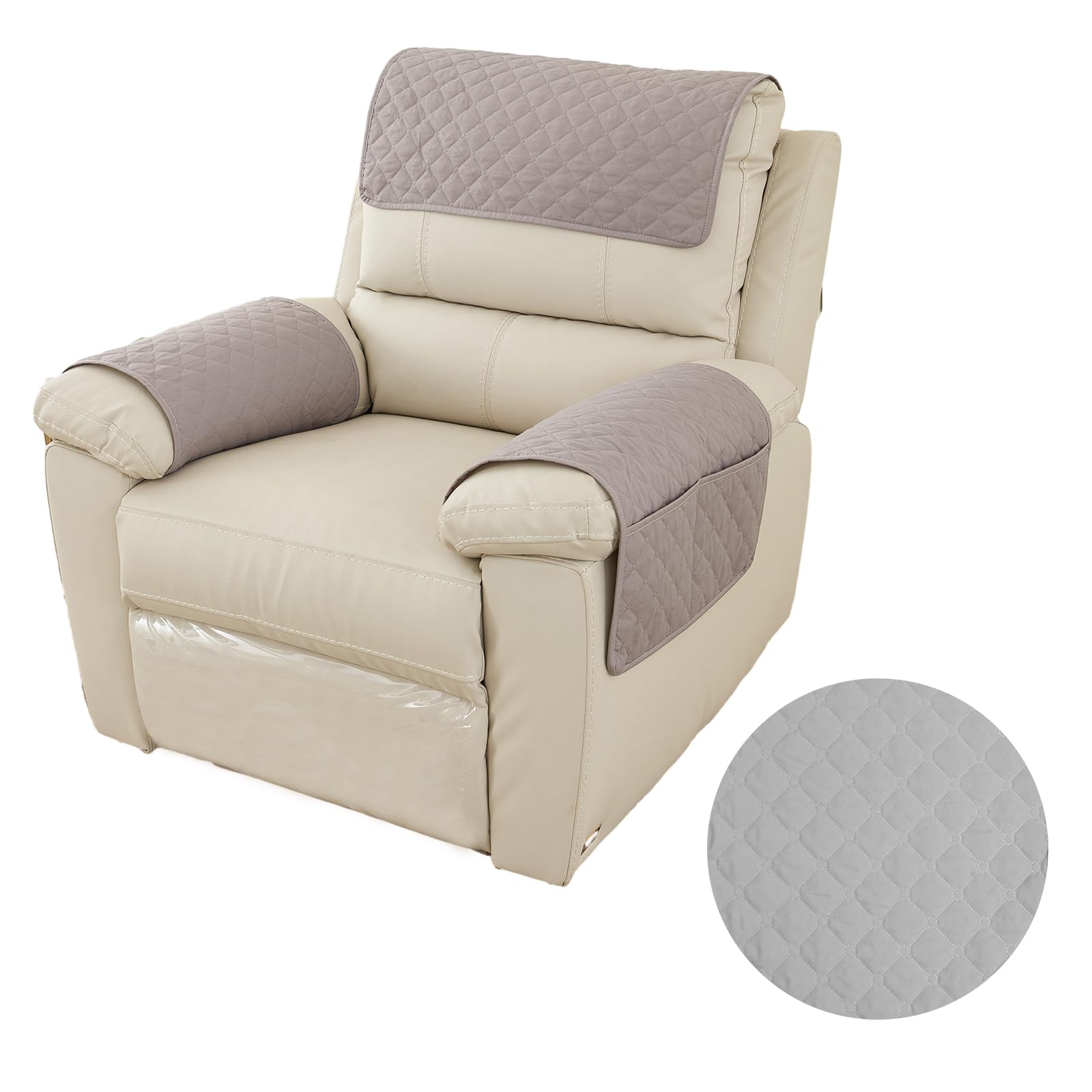 Produktbild von Sesselschoner Grau Gesteppt - 190x165cm Mit Taschen