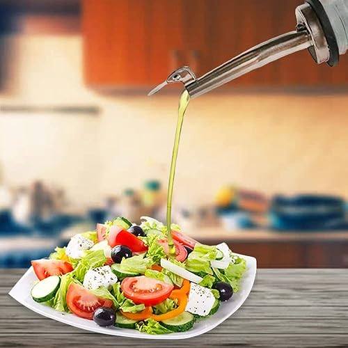 Miniatura 4 de Botellas de vidrio dispensadoras de vino pequeñas de aceite de oliva y vinagre, 6 onzas (6.8 fl oz) con boquilla de acero inoxidable, paquete de 3