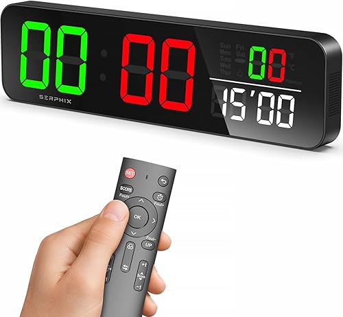 Reloj de marcador digital de 15.2 pulgadas con temporizador de cuenta regresiva, color LED variable, marcador electrónico de mesa con control