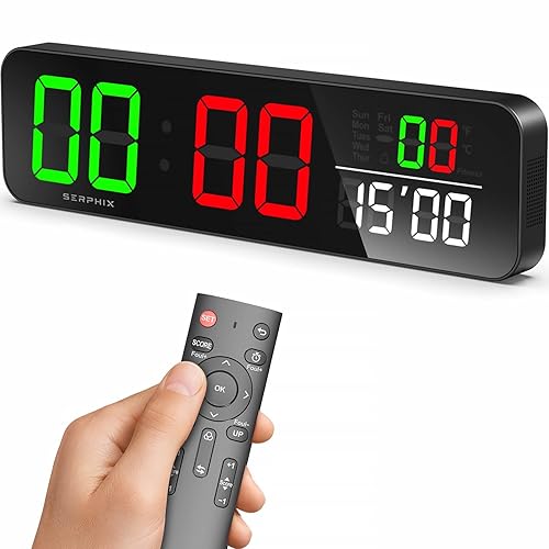 15.2" Digital Scoreboard Clock with Countdown Timer, Variable LED Color,