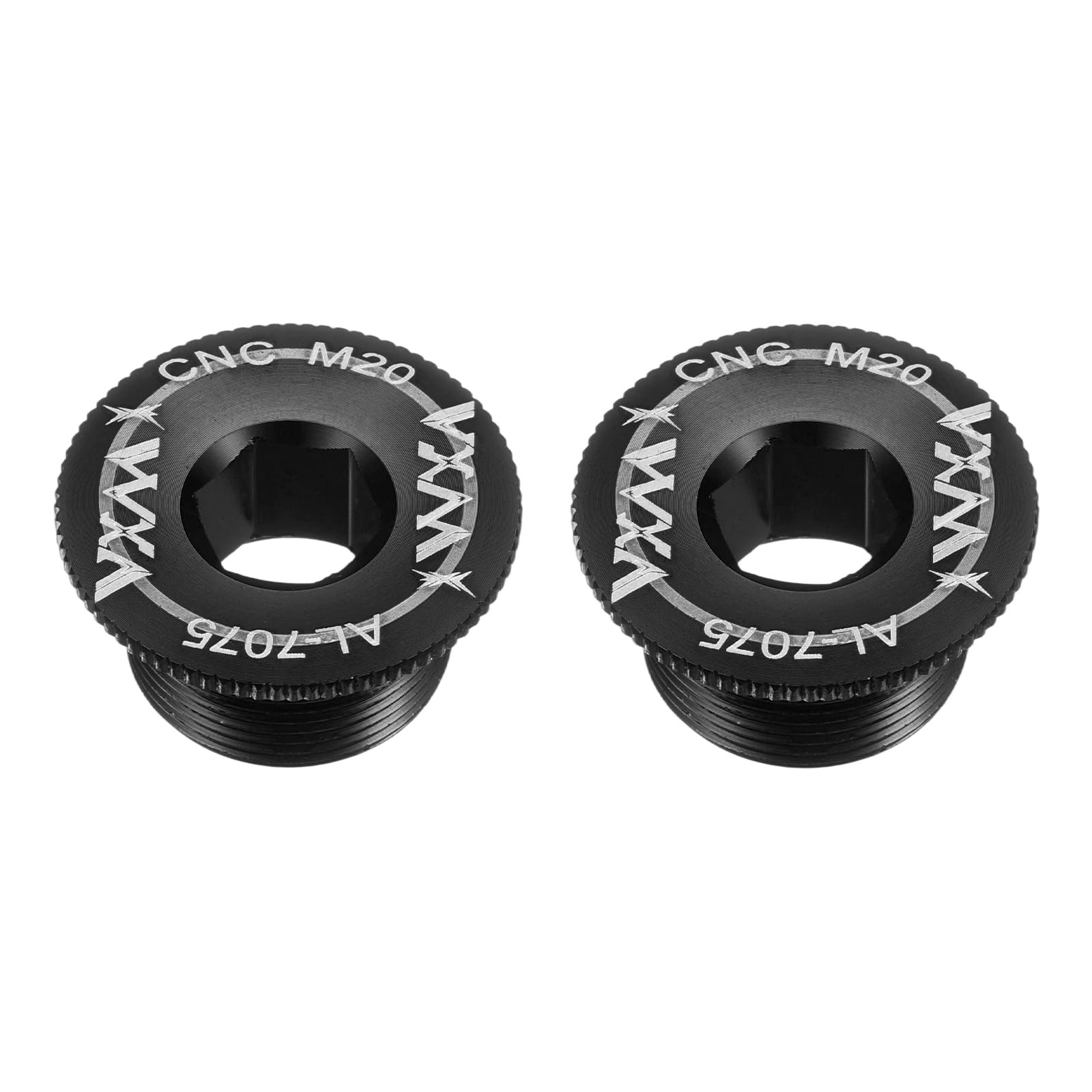 sourcing map 2pcs Crank Cover Screw M20 Aluminum Alloy Bicycle Crank Fixing Bolt Crankset Arm Chainwheel Screws for Mountain Road Bike, Black